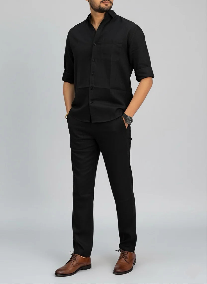 Premium Breathable Shirt & Bottom Set Of Linen, Luxury Pastels Color And Style