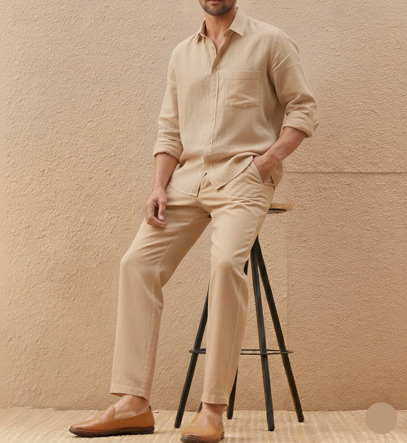 Most Breathable Shirt & Bottom Set Of Linen, Luxury Pastels Color And Style
