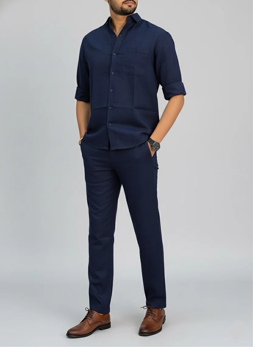 Premium Breathable Shirt & Bottom Set Of Linen, Luxury Pastels Color And Style