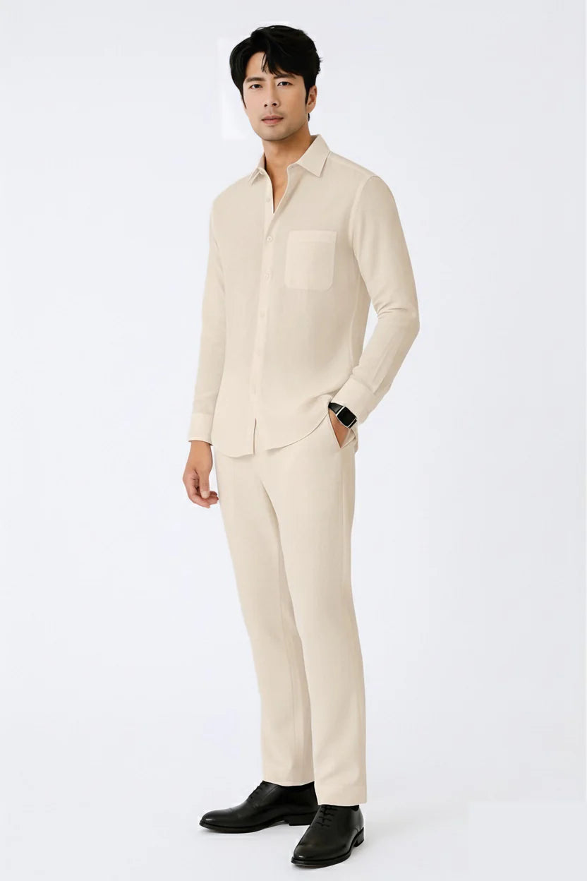 Most Breathable Shirt & Bottom Set Of Linen, Luxury Pastels Color And Style